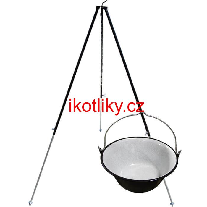 Smaltovaný kotlík 50 L + teleskopicka trojnožka 1,7 m
