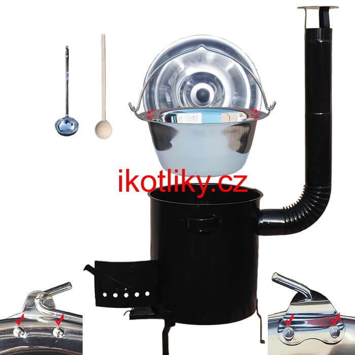 Nerezový kotlík 30 L (0,8 mm) zesílený s nýty + hrubostěnná (1,5 mm) kovová kotlina 45 STRONG