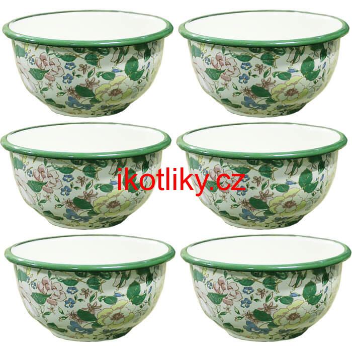 Souprava smaltovaných misek 17 cm 6 ks DECOR
