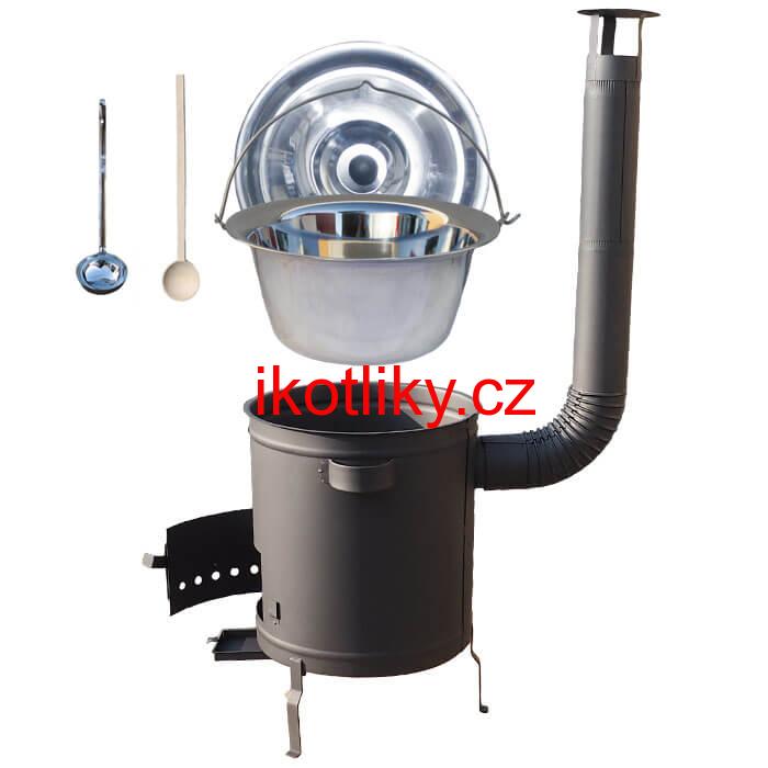 Nerezový kotlík 14 L (0,8 mm) + hrubostěnná (1,5 mm) a žáruvzdorná kotlina 36 PLUS 600
