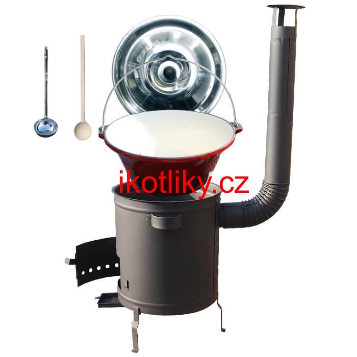 Litinový kotlík 16 L + silnostěnná (1,5 mm) žáruvzdorná kotlina 36 PLUS 600