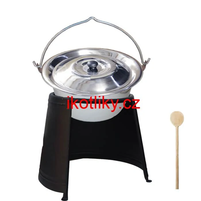 Nerezový kotlík 10 L (0,8 mm) + poklice + chránič plamene