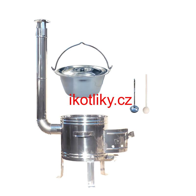 Nerezový kotlík 15 L (0,8 mm) zesílený s nýty + nerezová kotlina 36 cm TOP INOX