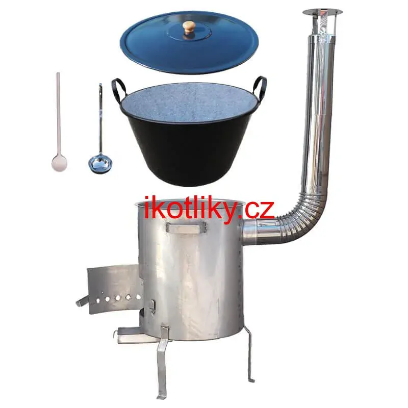 Zabijačkový smaltovaný kotel 60 L + nerezová kotlina 1,5 mm 50 cm STRONG EXCLUSIVE