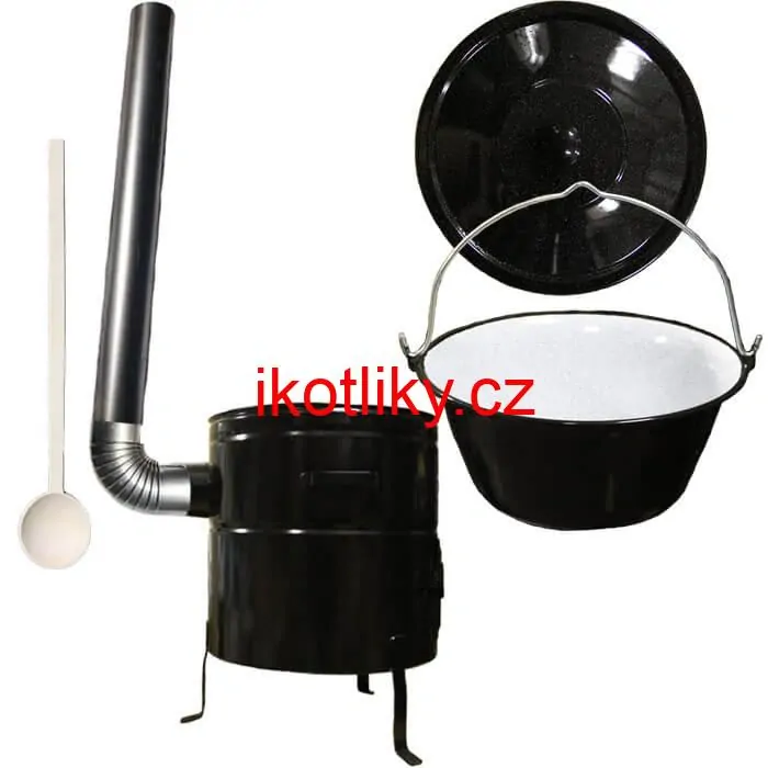 Smaltovaný kotlík 30 L (1,2 mm) + kovová kotlina 50 CLASSIC (KOV) + kouřovod Max Party