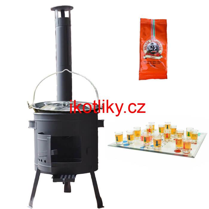Smaltovaný kotlík 25 L (1,2 mm) + pepř + člověče pi už + nízká žáruvzdorná kotlina 42 PLUS 600