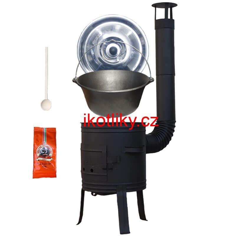 Litinový kotlík 10,8 L + kotlina 33 cm (1 mm) + žáruvzdorná barva Plus 700