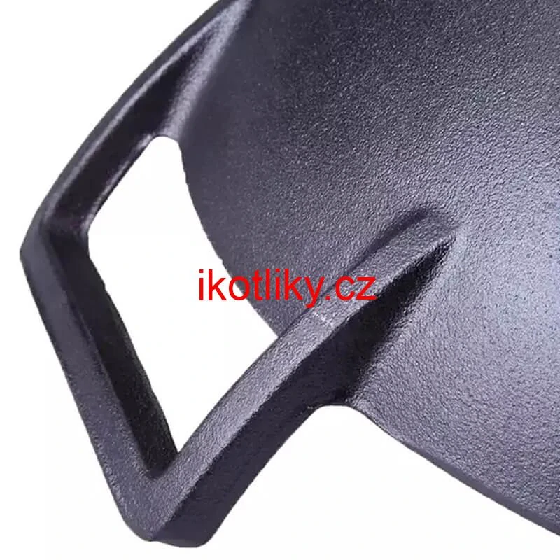 Litinový čínský wok 36,5 cm s dřevěnou poklicí