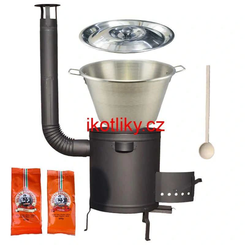 Nerezový kotel 40 L + Hrubostěnná kotlina 45 cm (1,5 mm) STRONG Plus 600 + paprikové koření na guláš