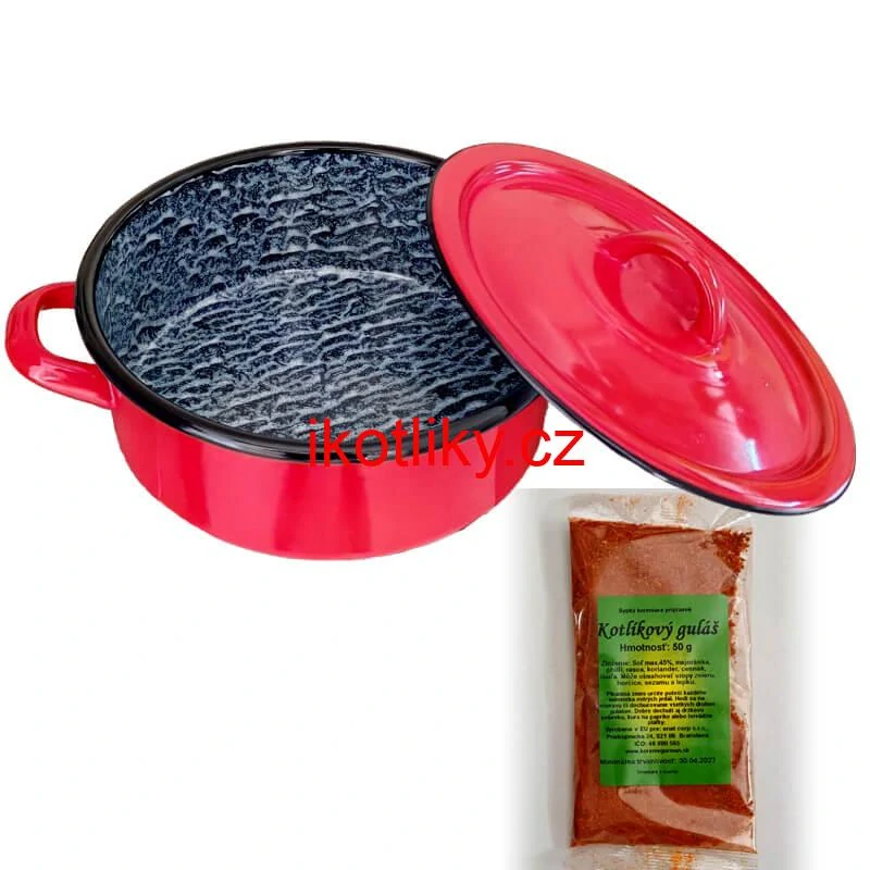 Smaltovaný kastrol poklicí COMBI 2 l + směs koření na kotlíkový guláš 50 g
