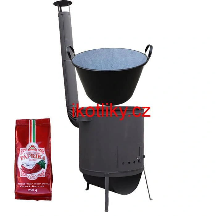 Zabijačkový smaltovaný kotel 100 L, žáruvzdorná kotlina 42 PLUS 600 4 MM + sladká paprika GURMÁN 250 g