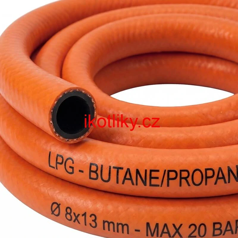 Plynová hadice 2,5 m + 2 spony + levá matice (20 bar)