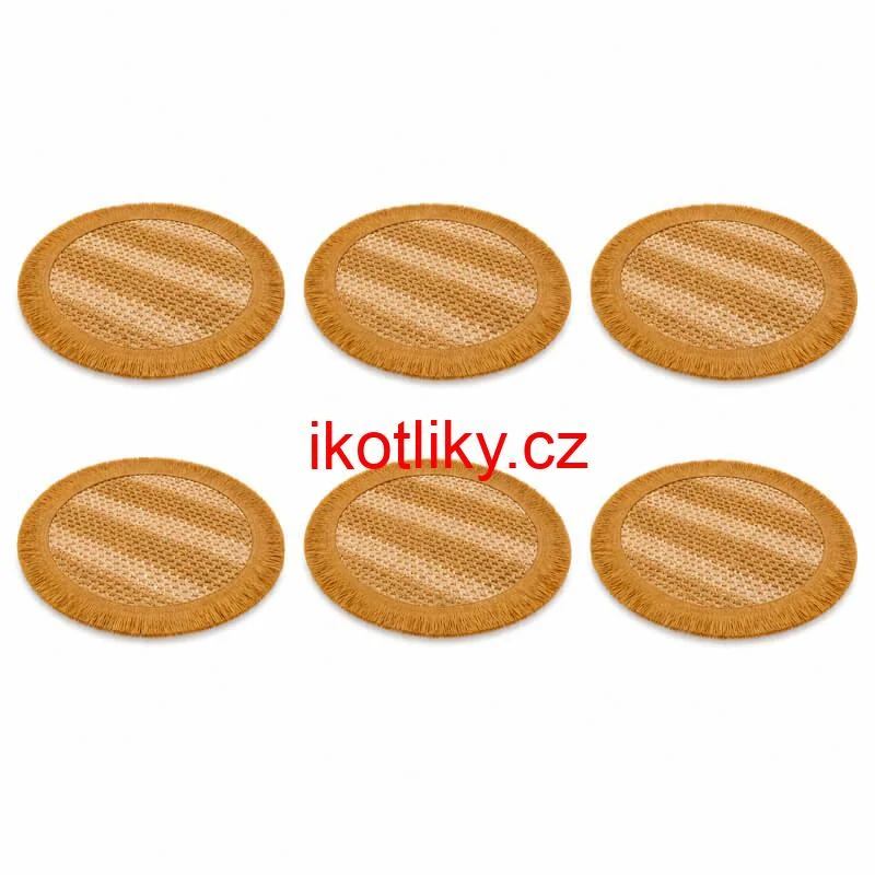 Kulaté přírodní podložky pod talíř se třásněmi 37 cm, 6 ks