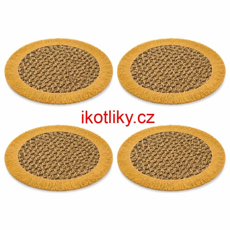 Přírodní podložky pod talíř se třásněmi 37 cm, 4 ks