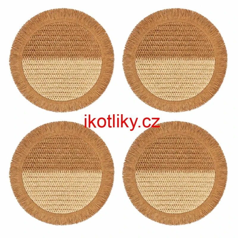 Přírodní podložky pod talíř se třásněmi 37 cm, 4 ks