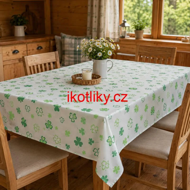 Omyvatelný PEVA ubrus Čtyřlístky 137 × 183 cm