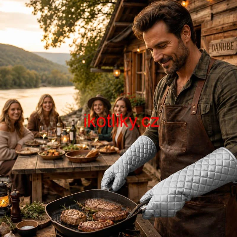Chňapky stříbrné dlouhé 35 cm — sada 2 ks