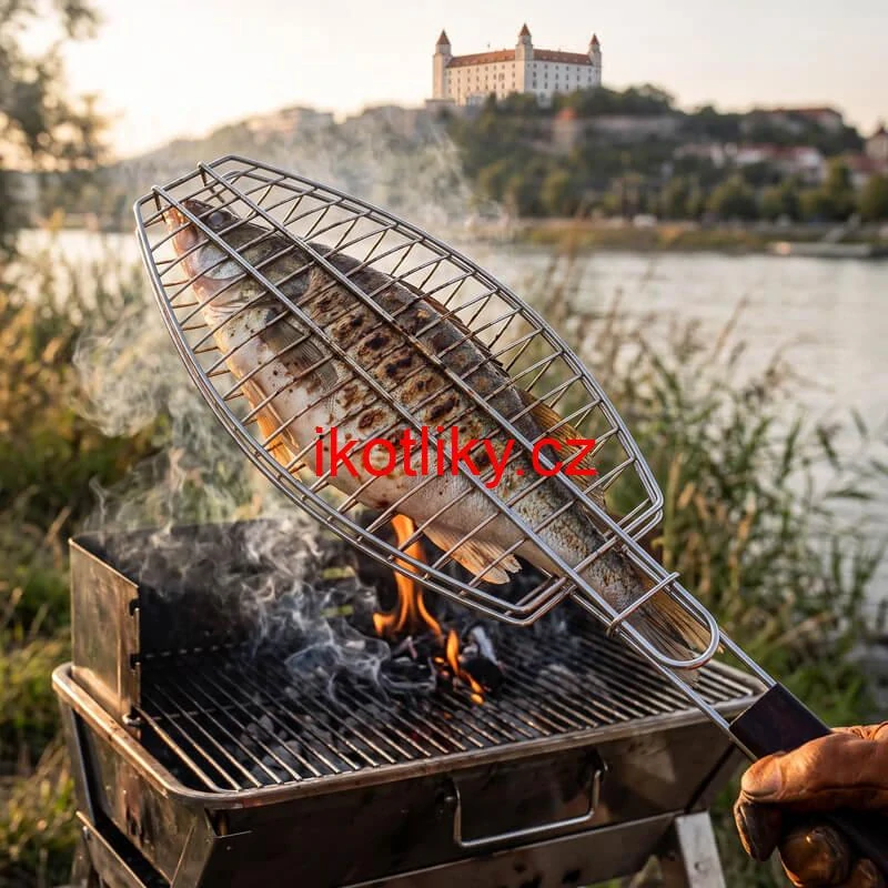 BBQ grilovací rošt na ryby – nerezové grilovací kleště 65 × 15 × 4 cm