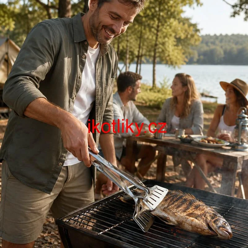 Nerezové kleště na rybu – kuchyňská obracečka 2 v 1, 28 cm