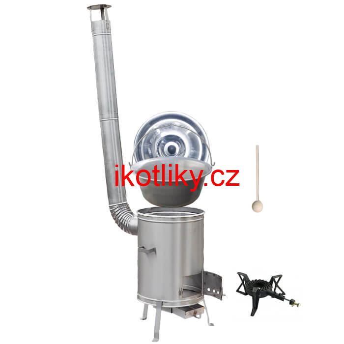 Nerezový kotlík 20 L (1,5 mm) + kotlina 42 cm + hořák LUX