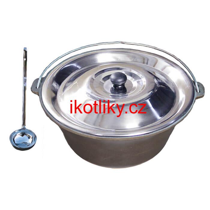 Litinový kotlík 22 L + nerezová poklice