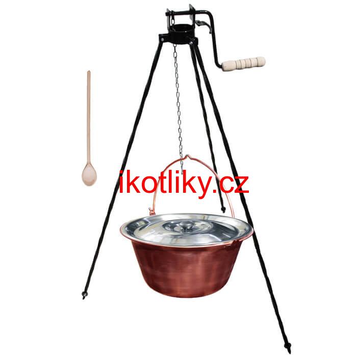 Měděný kotlík 20 L + stojan s kladkou VAR