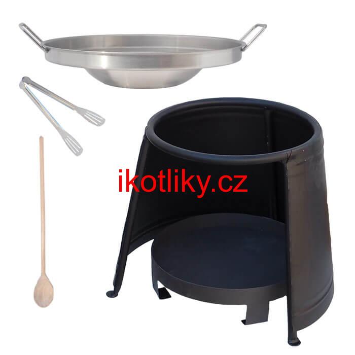 Nerezová pánev + chránič plamene a ohniště