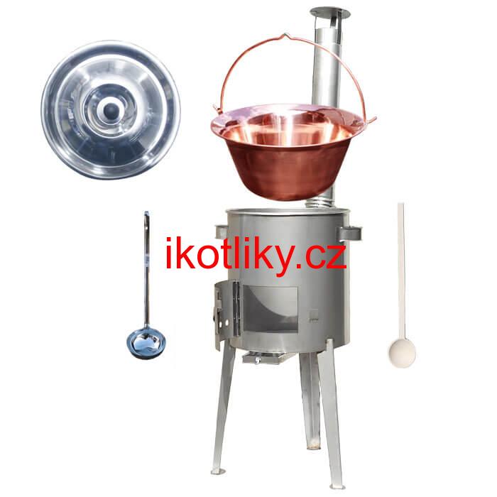 Měděný kotlík 14 L (1,2 mm) + nerezová kotlina 36 cm LUXUS