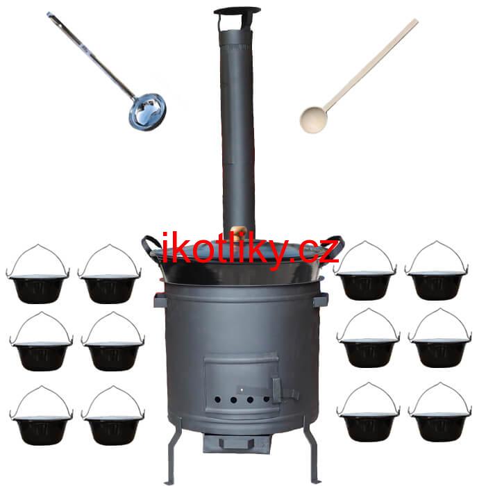 Smaltovaný kotel 50 L + servírovací kotlíky (12 ks) PLUS 600