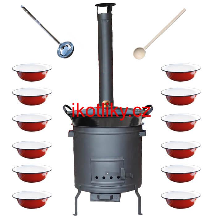 Smaltovaný kotel 80 L + žáruvzdorná kotlina 60 cm PLUS 600