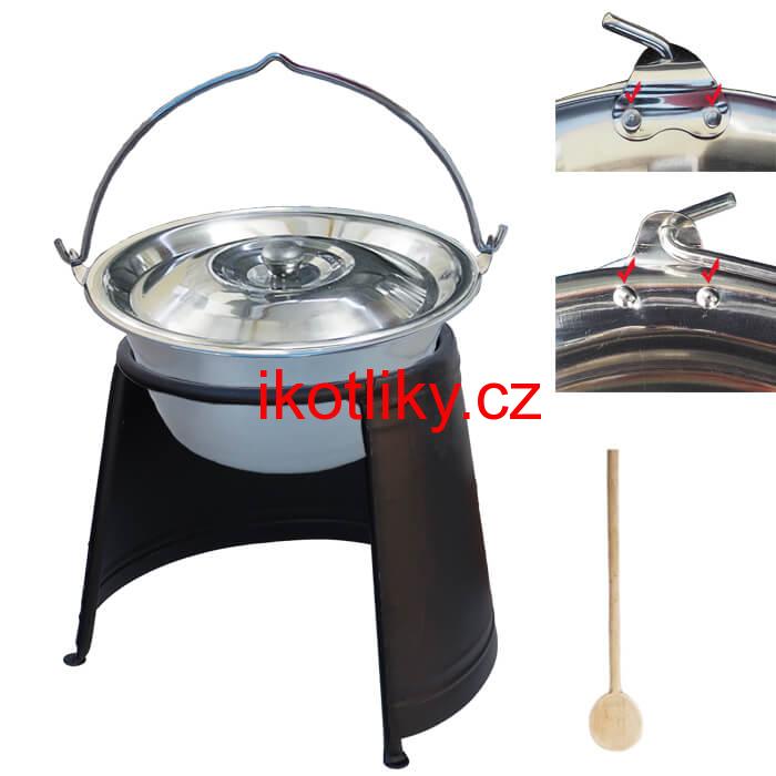 Nerezový kotlík 20 L (0,8 mm) s nýty + chránič plamene