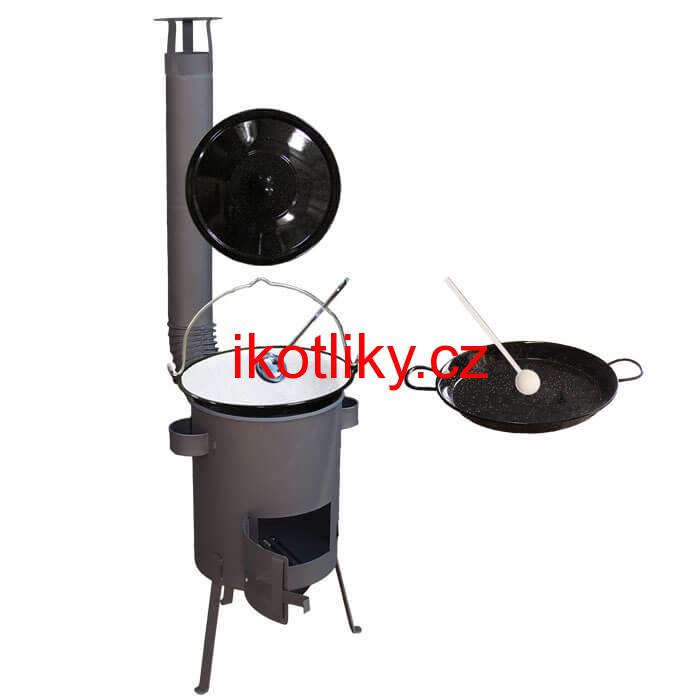 Smaltovaný kotlík 16 L + Paella snaltovaná pánev 42 cm + žáruvzdorná kotlina 39 PLUS 600 4 MM