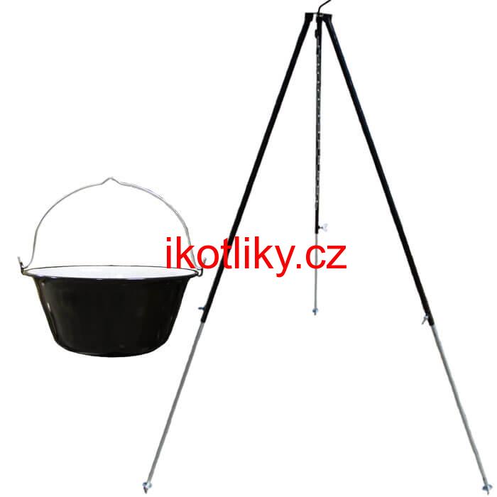 Smaltovaný kotlík 50 L + teleskopicka trojnožka 1,7 m