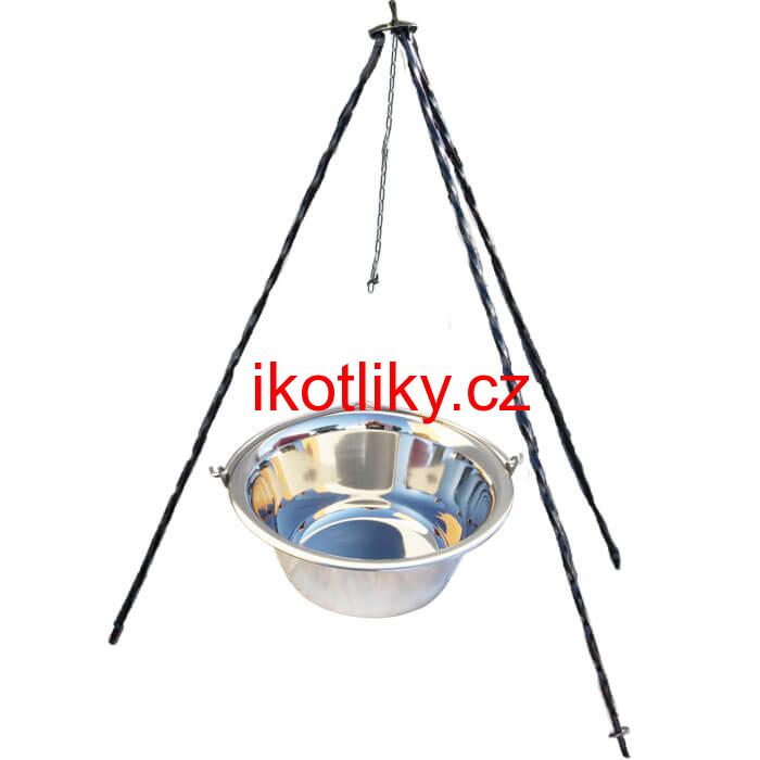Nerezový kotlík (INOX 0,8 mm) 8 L + trojnožka 1 m