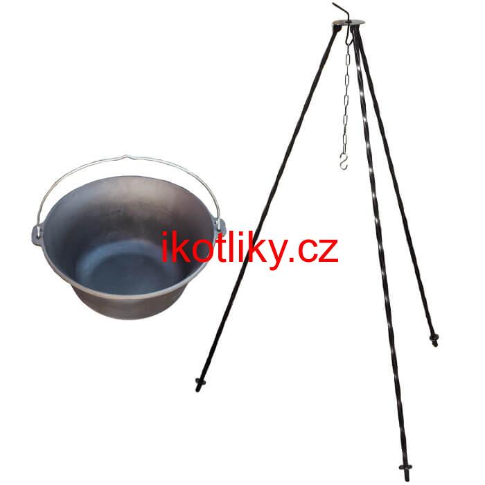 Litinový kotlík 10,8 L + trojnožka 1,2 m