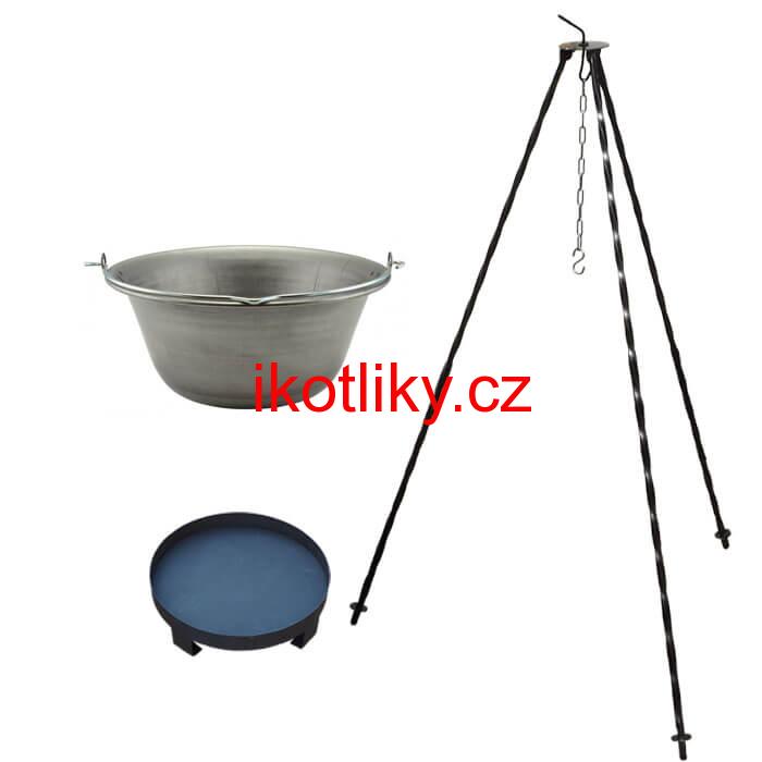 Železný kotlík 14 L (0,75 mm) + trojnožka 1,2 m + ohniště 36 cm