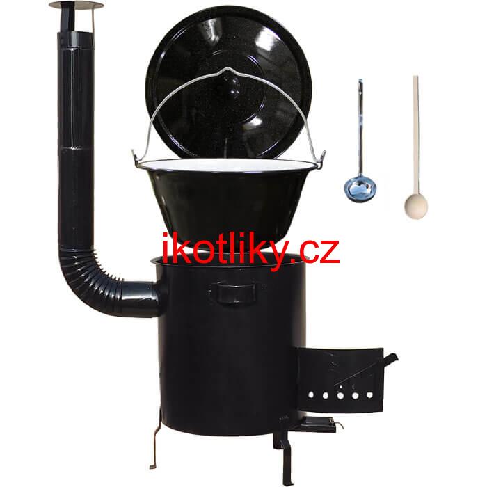 Smaltovaný kotlík 30 L (1,2 mm) + hrubostěnná (1,5 mm) kovová kotlina 45 STRONG