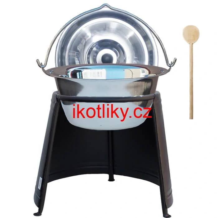 Nerezový kotlík 10 L (0,8 mm) + poklice + chránič plamene