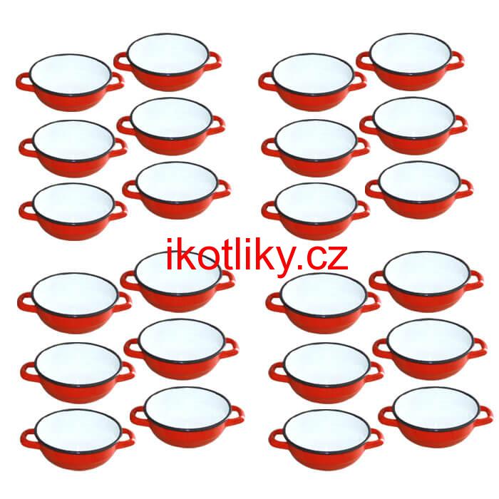 Souprava smaltovaných selských misek 14 cm 24 ks