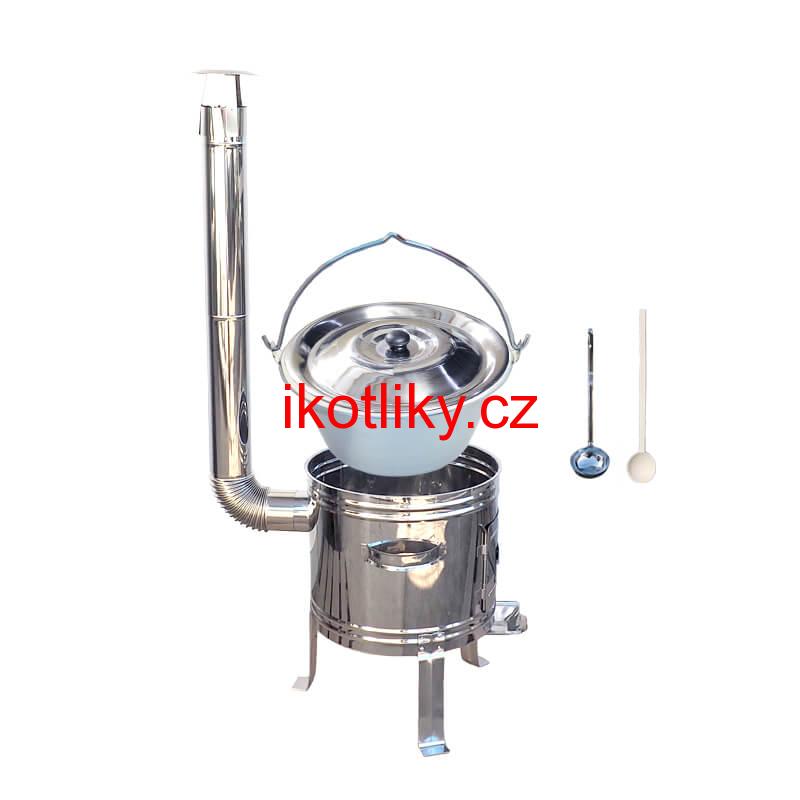 Nerezový kotlík 15 L (0,8 mm) zesílený s nýty + nerezová kotlina 36 cm TOP INOX