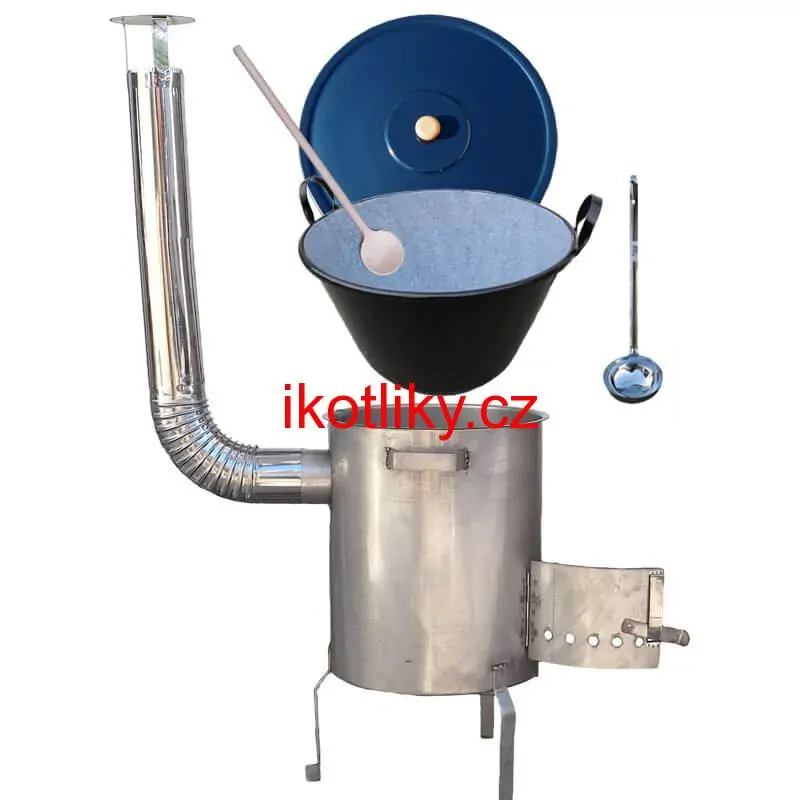 Zabijačkový smaltovaný kotel 60 L + nerezová kotlina 1,5 mm 50 cm STRONG EXCLUSIVE