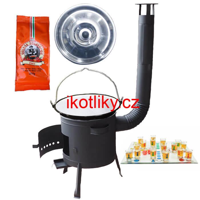 Smaltovaný kotlík 20 L (1,2 mm) + pepř + člověče pi už + nízká žáruvzdorná kotlina 42 PLUS 600