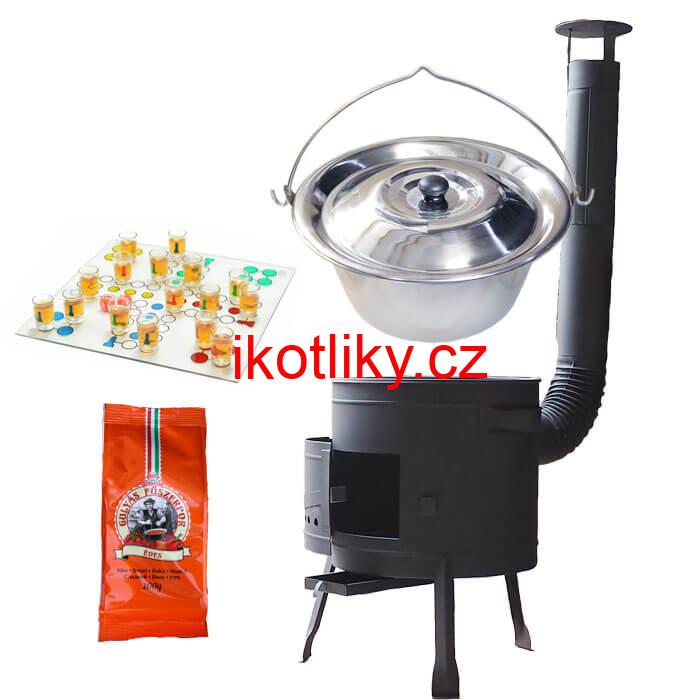 Nerezový kotlík 22 L (0,8 mm) + pepř + člověče pi už + nízká žáruvzdorná kotlina 42 PLUS 600