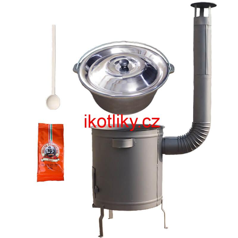 Litinový kotlík 16 L + silnostěnná kotlina 36 cm (1,5 mm) STRONG + žáruvzdorná barva Plus 600