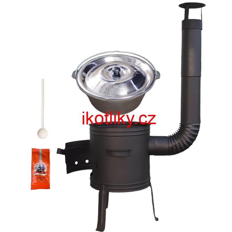 Litinový kotlík 10,8 L + kotlina 33 cm (1 mm) + žáruvzdorná barva Plus 700