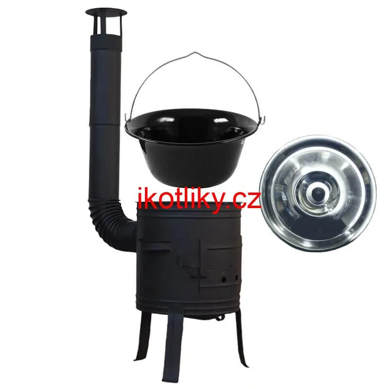 Smaltovaný kotlík 11 L BLACK + nerezová poklice INOX + žáruvzdorná kotlina 33 cm Plus 700