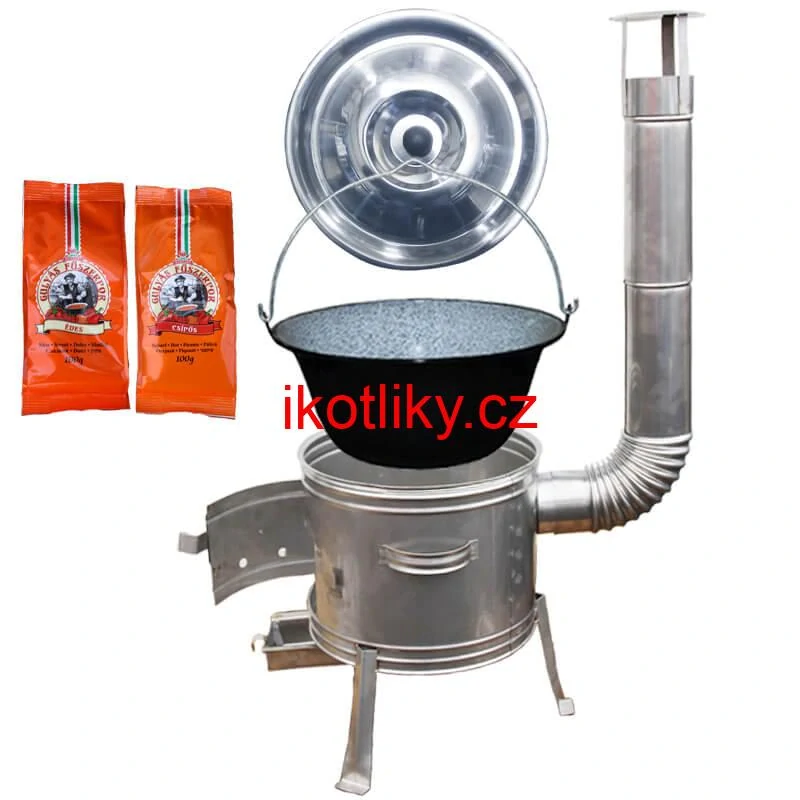 Smaltovaný kotlík 25 L + Nerezová kotlina 42 INOX + paprikový pepř na guláš - MIX 100 g