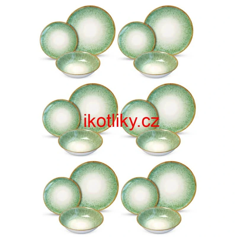 Souprava keramických talířů 18 ks GREEN