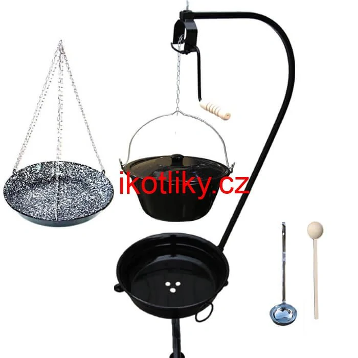 Smaltovaný kotlík 20 L (1,2 mm) + smaltovaná pánev + přenosné ohniště