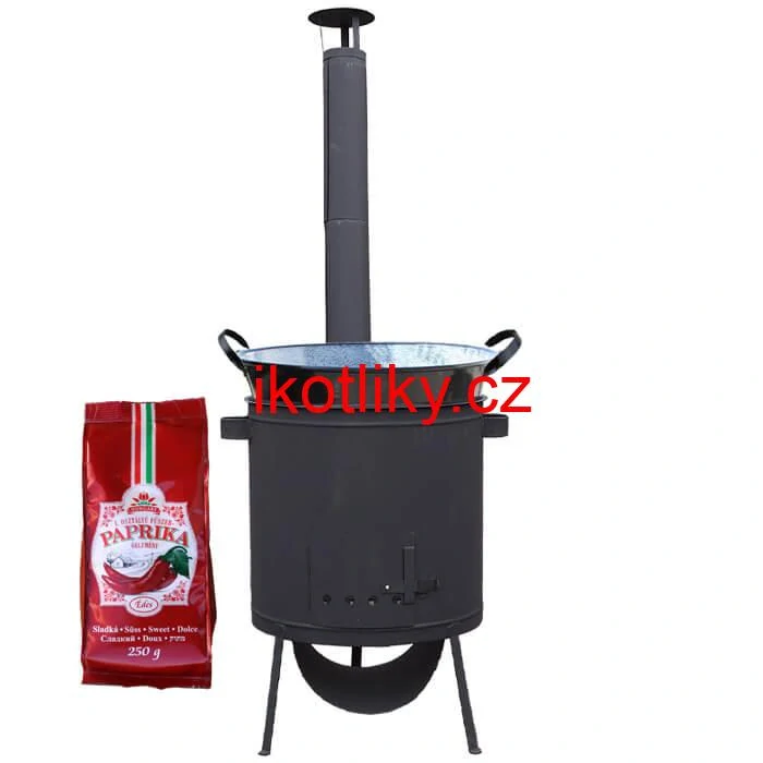Zabijačkový smaltovaný kotel 100 L, žáruvzdorná kotlina 42 PLUS 600 4 MM + sladká paprika GURMÁN 250 g